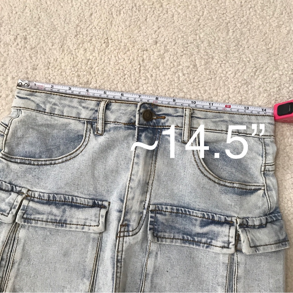 Fashion Nova Cargo Denim Mini Skirt Light Blue Size S - Picture 9 of 13